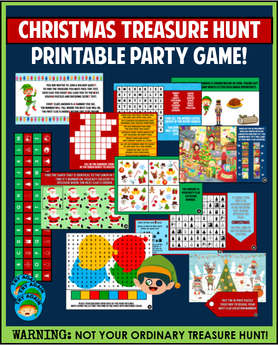 Kids Christmas Treasure Hunt Party Game ~ Printable