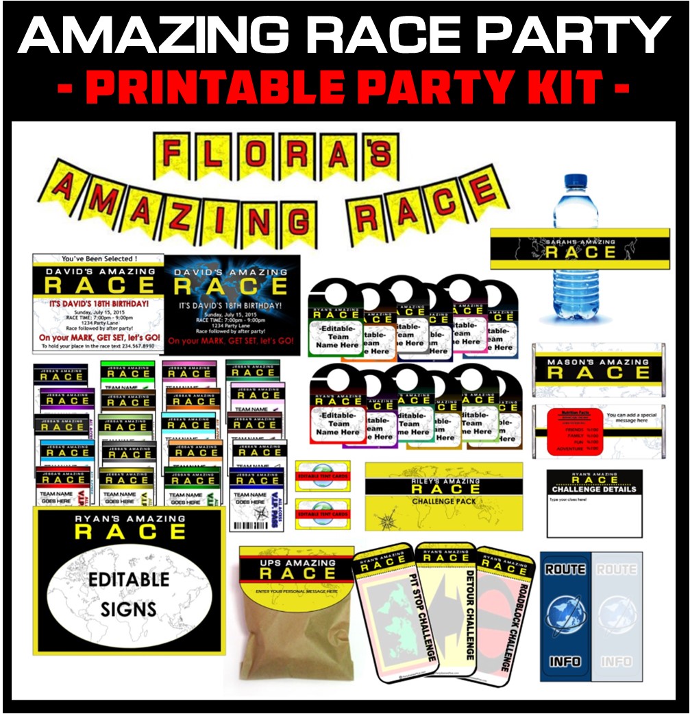 amazing race party supplies and invitations
