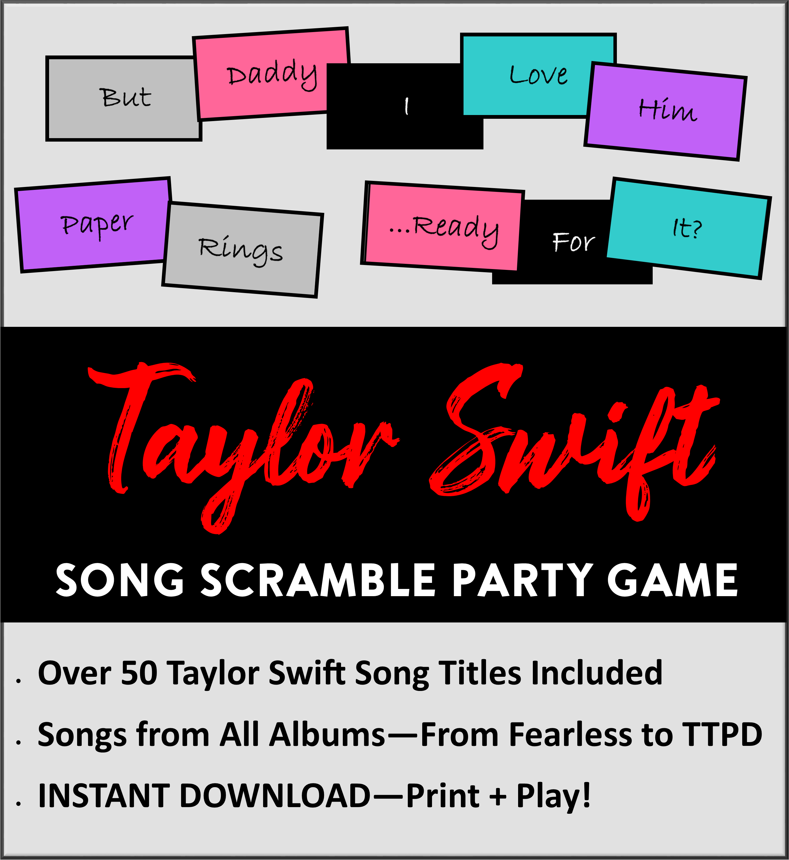 DIY Taylor Swift Party Games Printables 2024 